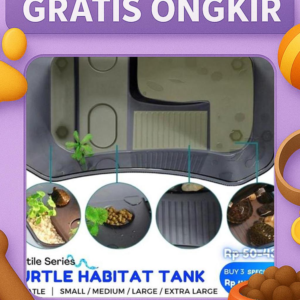 Aquarium Kura Kura Kandang Tank Turtle Akuarium Kura Air Darat Basking Vivarium
