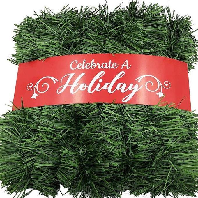 ACC69 Aksesoris Tinsel Slinger GREEN HIJAU (3 Meter x 9cm) Rumbai Gaba Gaba Bulat Tebal Hiasan Pohon