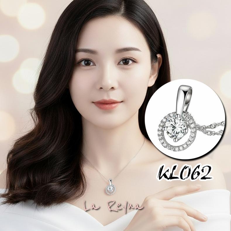 Pakaian Wanita- Lareyna Kalung Titanium Wanita + Liontin S925 Kristal Lingkaran Zircon Mewah Kl062 -