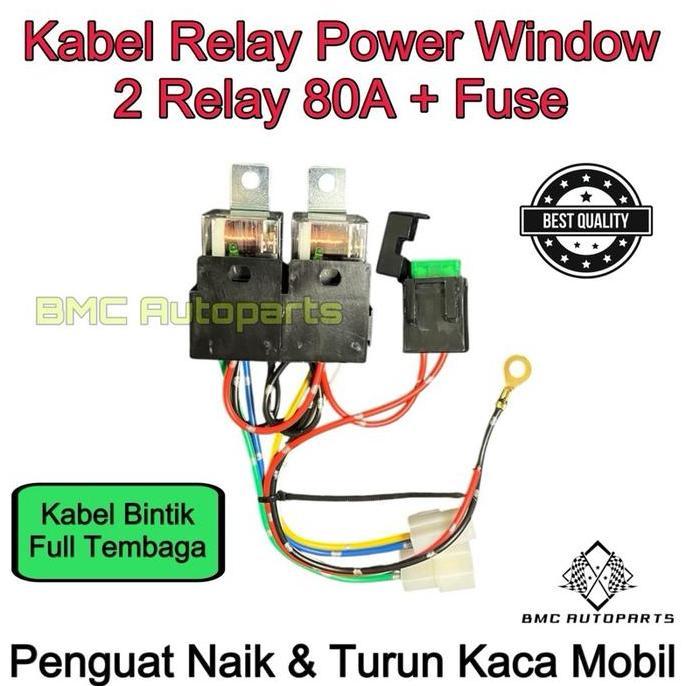 Kabel Relay Power Window (2 Relay) Untuk Mobil Universal - Relay Set Penguat Motor Power Window Deng