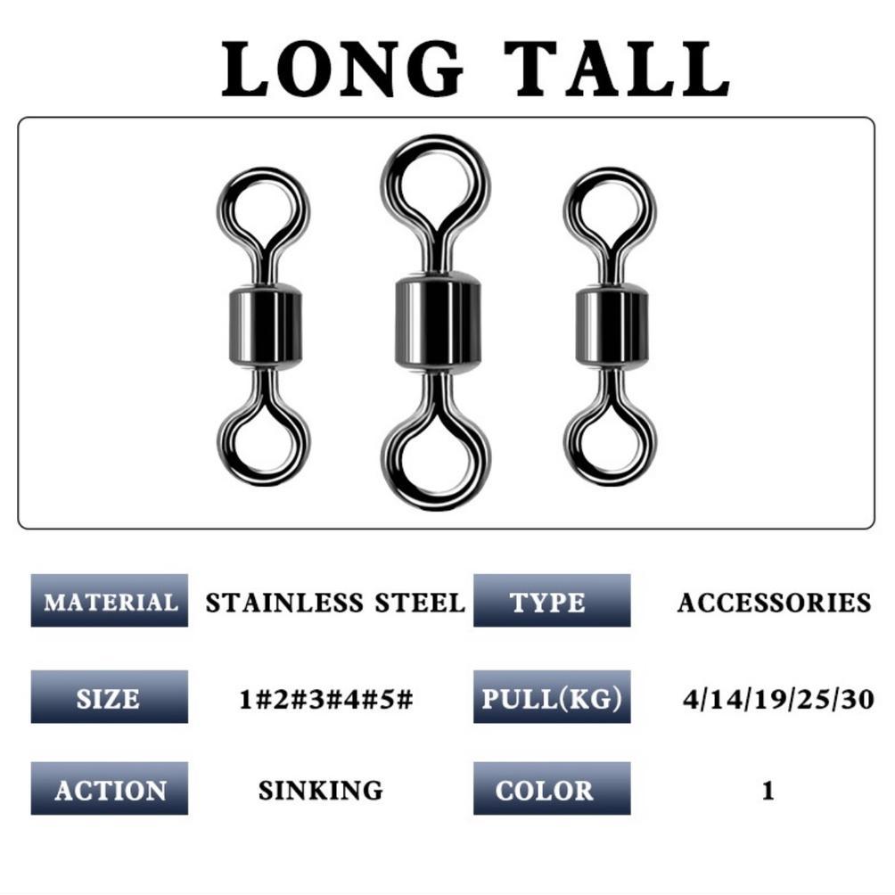 EVY-510 10pcs- 1 bungkus kili pancing bentuk angka 8 bahan stainless steel rolling swivel anti karat