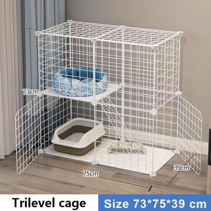 Gweenshand4 - Set Kandang Kucing Besar Pagar Tingkat, Pembatas Kandang Hewan Peliharaan Kokoh