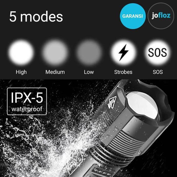 Promo Senter Led Xhp70 Zoom +Baterai 18650 Usb Recharge - Xhp 70 P7 Original
