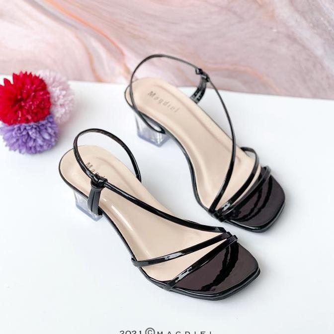 MAGDIEL - HEELS KACA WANITA / SANDAL TALI WANITA TRANSPARANT