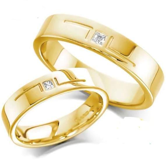 Cincin Kawin / Tunangan / Couple Perak 925 Lapis kuning emas - TP047