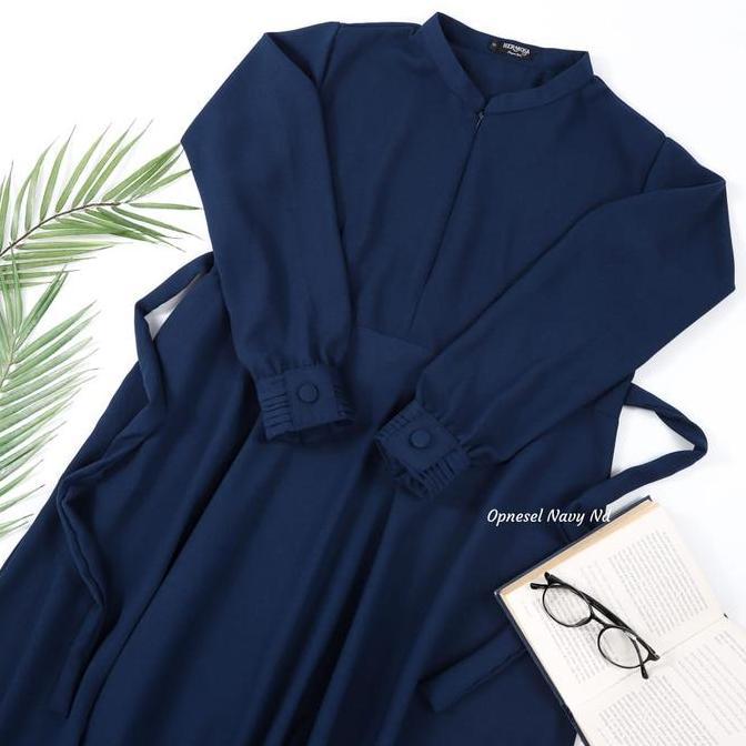 [Gamis hermosa] Gamis polos navy biru dongker premium bahan wollycrepe original hermosa-gamis syari 