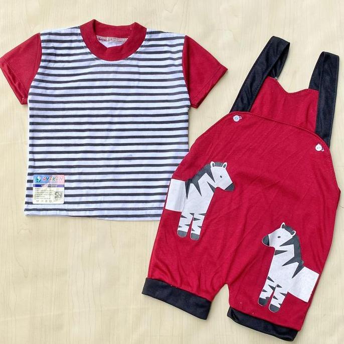 Jumpsuit Kodok Bayi Overal Bayi Baru Lahir Baju Celana Overal Motif Salur Overal Bayi 3-12 Bulan - A