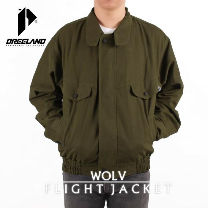 Dreeland X Wolv - Jaket Bomber Flight  Warna Hijau Army Pria Terbaru Terbaru Best Quality 100% Origi