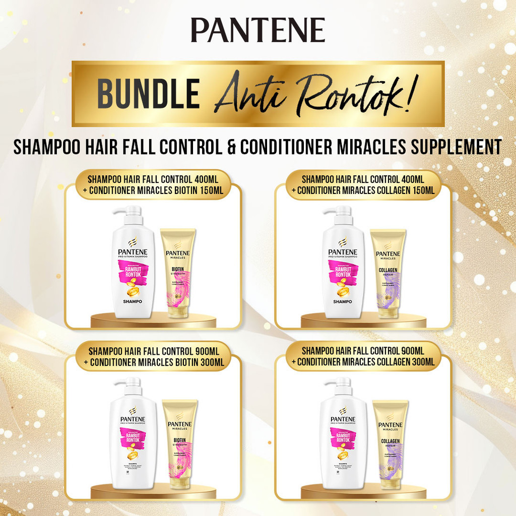 [BUNDLE ANTI RONTOK] Pantene Shampoo Anti Rontok & Conditioner Miracles Supplement