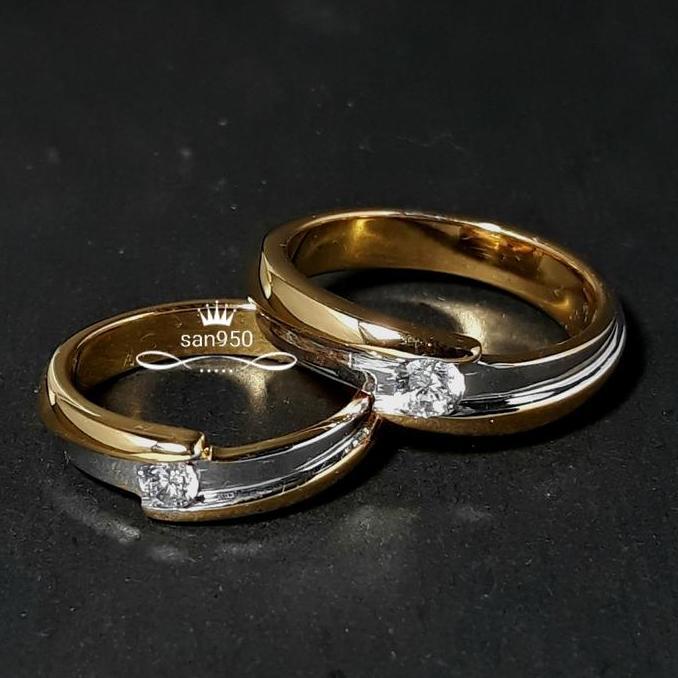 cincin kawin emas kuning dan perak reques