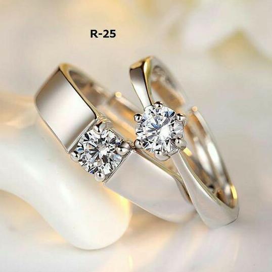 cincin tunangan/nikah/kawin sepasang/couple emas kuning/putih mas 75%