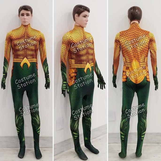 Kostum Aquaman / Costume Superhero Justice League pria dewasa