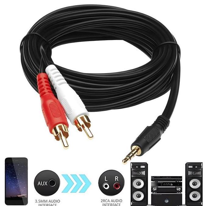 Kabel Audio Jack Stereo 3.5 Male to 2 Jack RCA Male / Aux 3.5mm to Rca