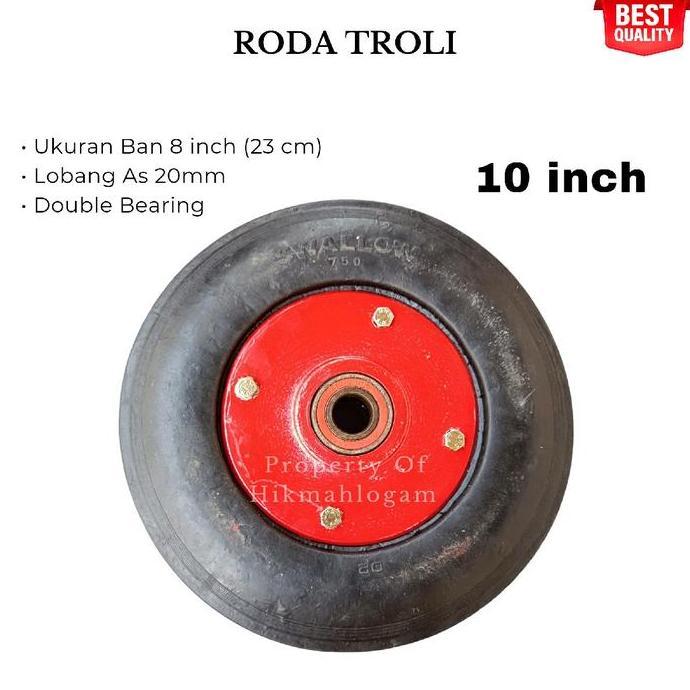 Roda Troli 10 inch SWALLOW As 20mm | Roda Rolley Ban Mati