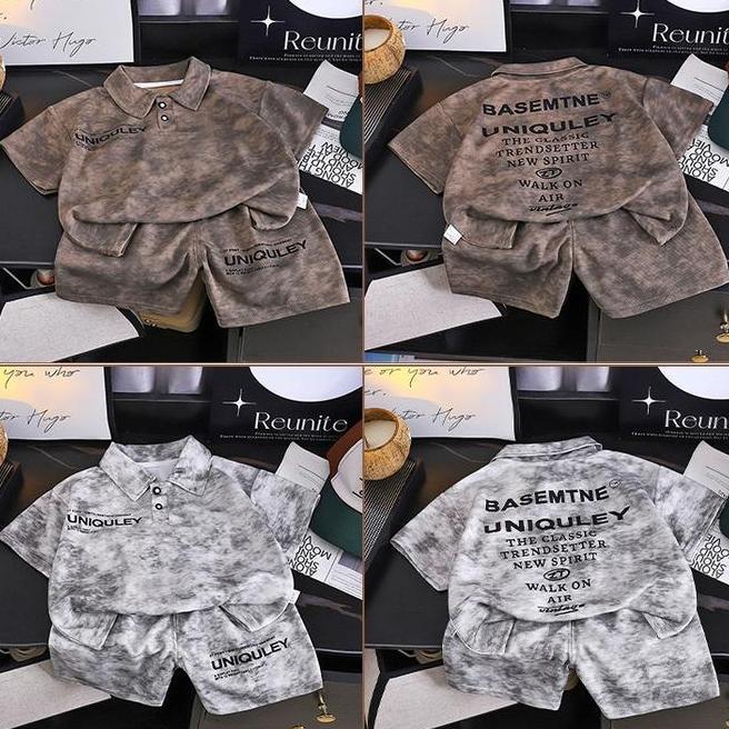 Setelan Anak Cowok Uniquley One Set Atasan Bawahan Harian Style Korea