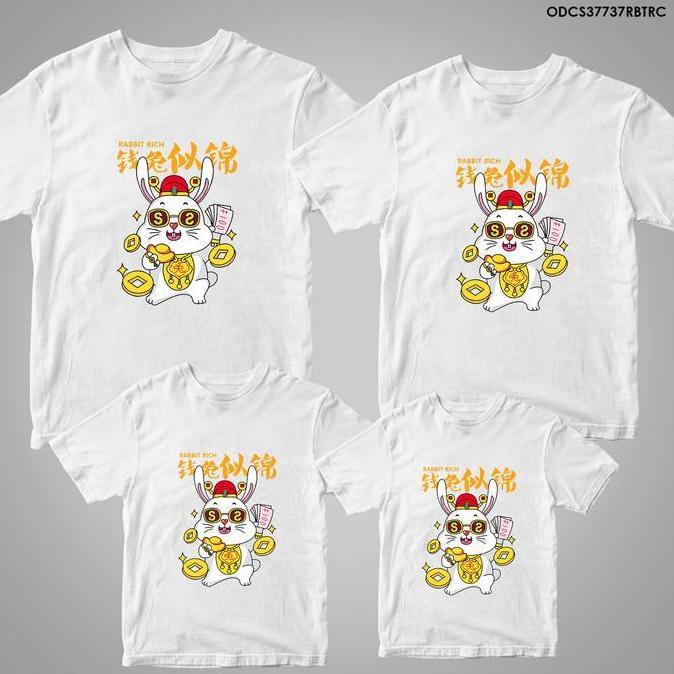 Baju Kaos Sincia Imlek Kelinci 2023 Keluarga Couple Wanita Oversize BSize Jumbo