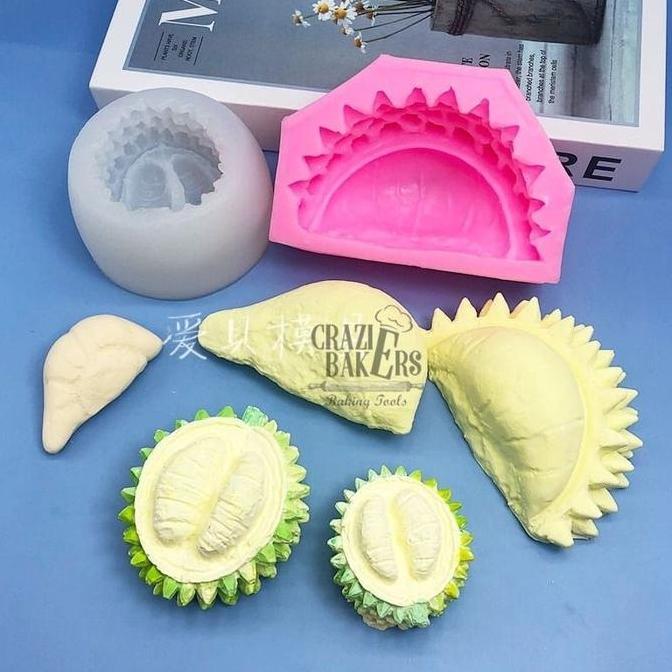 CETAKAN SILIKON 3D PUDDING FONDANT BENTUK BUAH DURIAN DENGAN KULIT