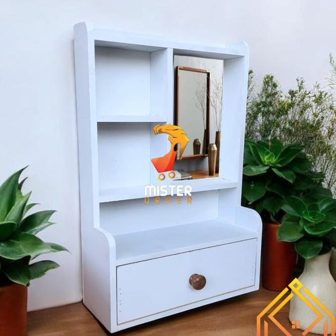 Rak Kosmetik Tolet Gantung Mini Rak Hias Kayu Berkualitas Free Kaca