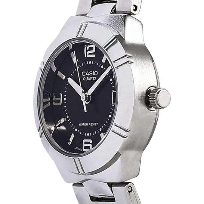 Jam Tangan Wanita Casio General LTP-1241D-1ADF LTP1241 LTP-1241D Black Dial Stainless Steel Band