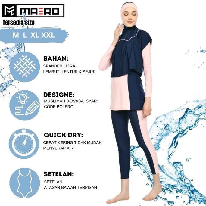 Promo [Best Produk] Baju Renang Muslimah Syar'I Bolero Baju Renang Wanita Muslim Abu-Abu Abu-Abu Abu