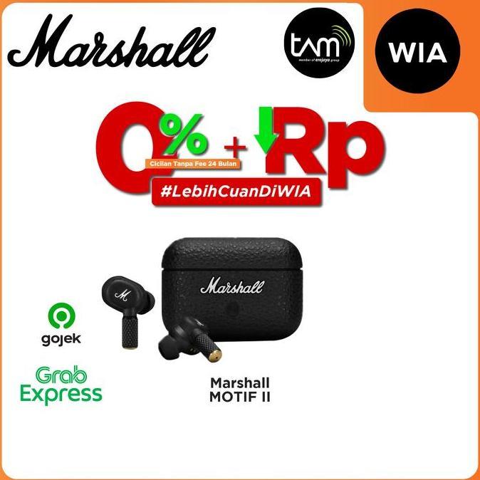 Promo WIA Marshall Motif II ANC Black Earphone Bluetooth TWS Original Garansi Resmi Diskon