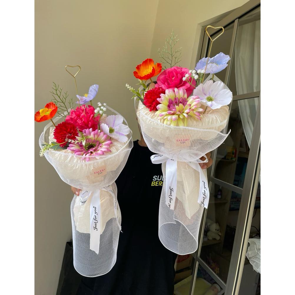 Korea Round Bouquet / Buket Bunga Artificial / Round Buket Artificial Termurah