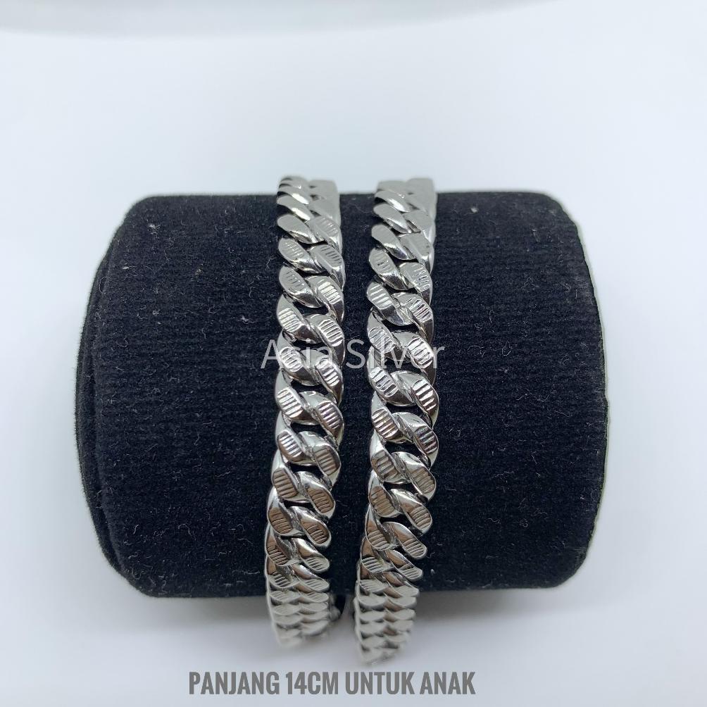 Gelang Tangan Sisik Naga Anak Dewasa Perak Asli Silver 925 Lapis Rhodium Emas Putih - PERHIASAN PERA