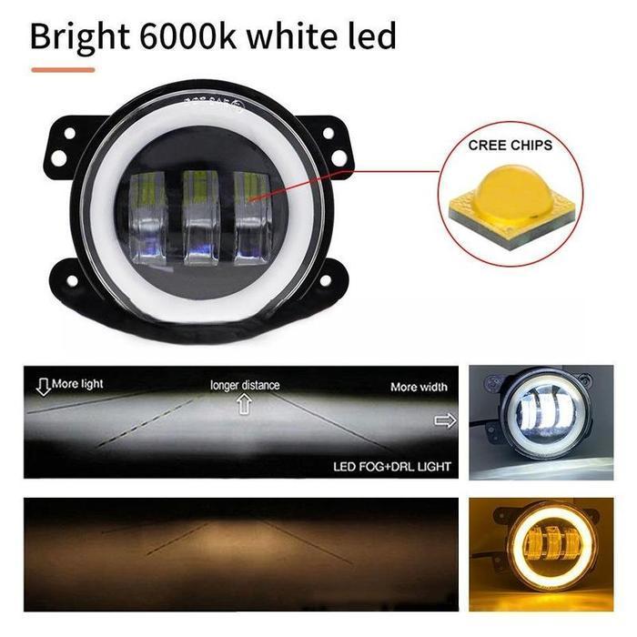 2Pcs Lampu Daymaker Foglamp 4 Inch 30 Watt  Fog Lamp Angel Aye Putih Kuning Lampu Foglamp Led  Rubic