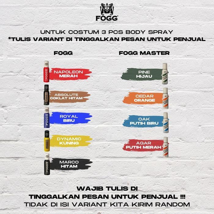 Fogg Bundling 3 Pcs - Parfum Body Spray 120Ml Marco Napoleon Dynamic Wangi Tahan Lama Tanpa Gas Orig