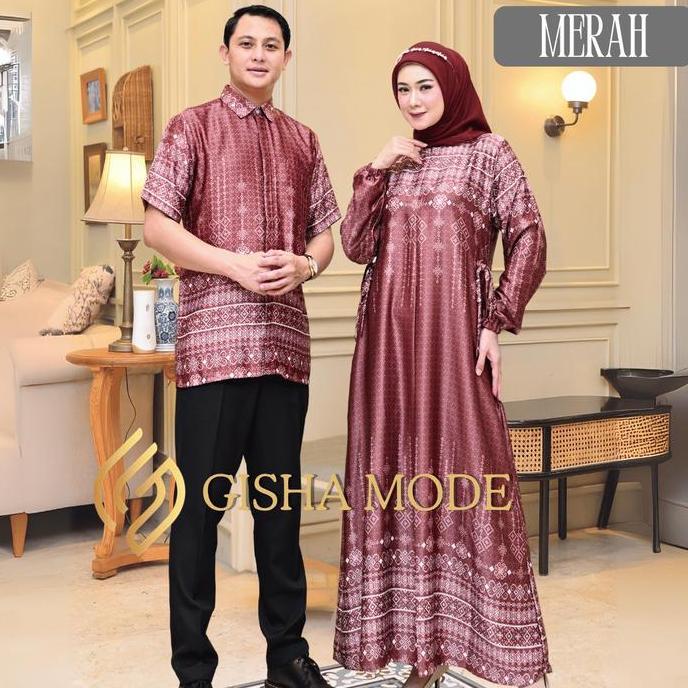 Gamis Couple RAIA Bahan Silk Premium Untuk Pesta Kondangan ukuran Jumbo Terbaru Etnik