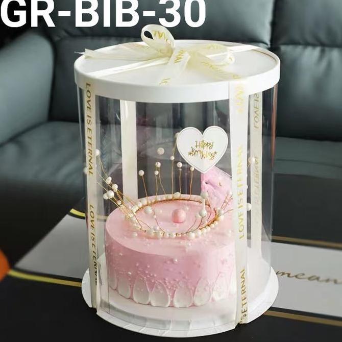 Miliki Gr-Bib-30 Kotak Dus Cake Glass Mika Gift Box Kue Bulat Hantaran 30Cm