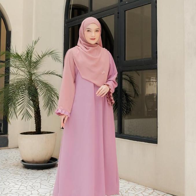 Jabayaska - Set  Maliha Abaya Muslim Couple Koko Dewasa Polos Kondangan Lebaran Simple Baju Hitam Pa