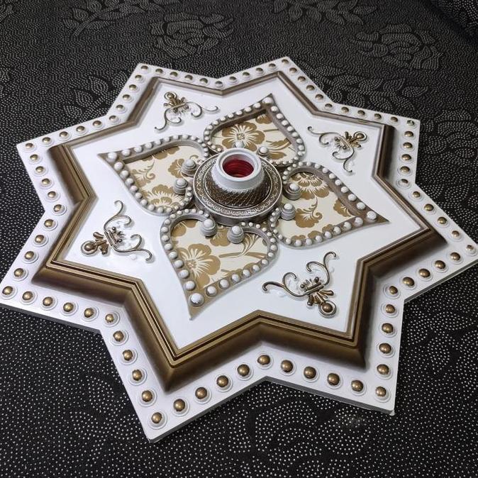 BERKUALITAS Vicon Fitting Hias Besar Ornamen Lampu Plafon PVC Gypsum Decor 45cm Motif Bintang Elegan
