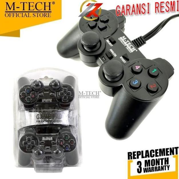 M-TECH Gamepad Stick Stik DOUBLE Getar Hitam Original USB PC Laptop PS