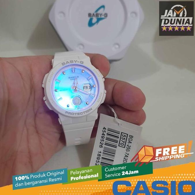 JAM TANGAN WANITA CASIO BABY-G ORINAL DITAL WHITE KARET BGA-250-7A2 CASIO BABY G BGA 250 7A2 CASIO B