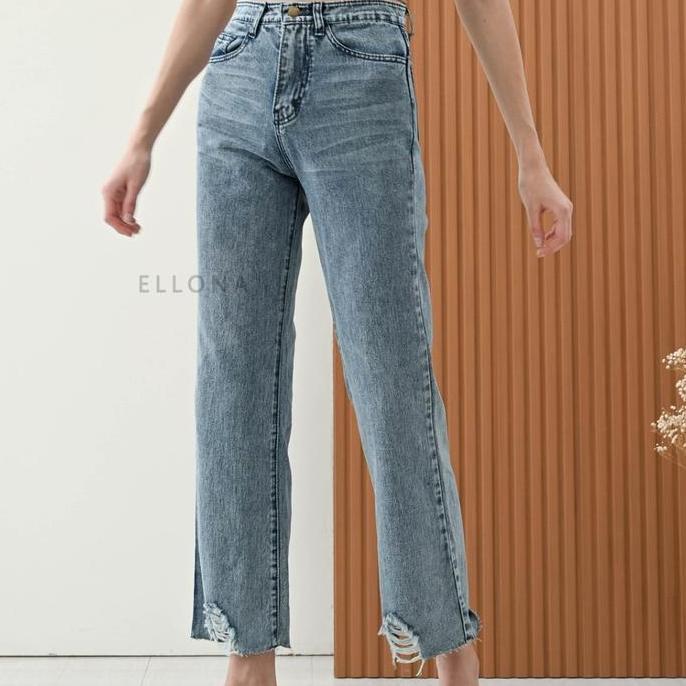 OSSO JEANS - Fiona Kulot Jeans Ripped Bawah