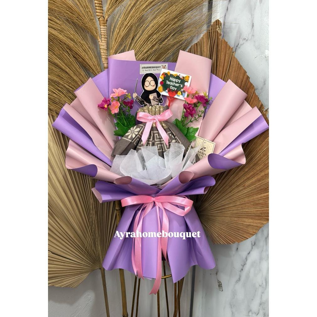 [BUKET KERUDUNG] Buket Bucket Bunga HARI GURU Hijab Kerudung Teacher Day Hampers Kado Termurah!!!