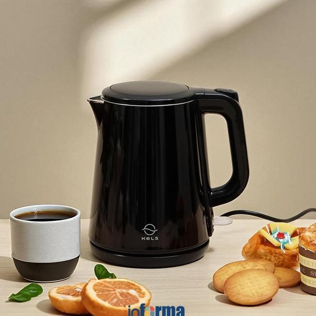 Informa Kels 1 Ltr Savi Teko Listrik Hitam Pemanas Air Teko Otomatis Pendidih Dapur Minuman