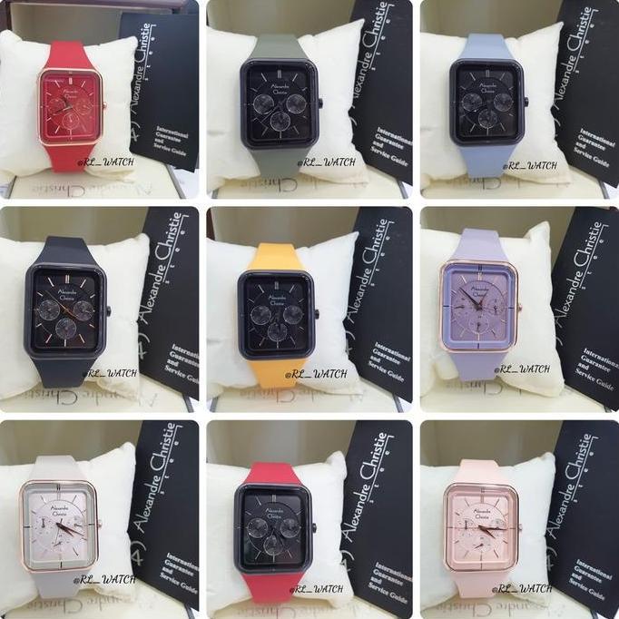 Jam Wanita Alexandre Christie AC2744 Rubber original Analog Kemewahan