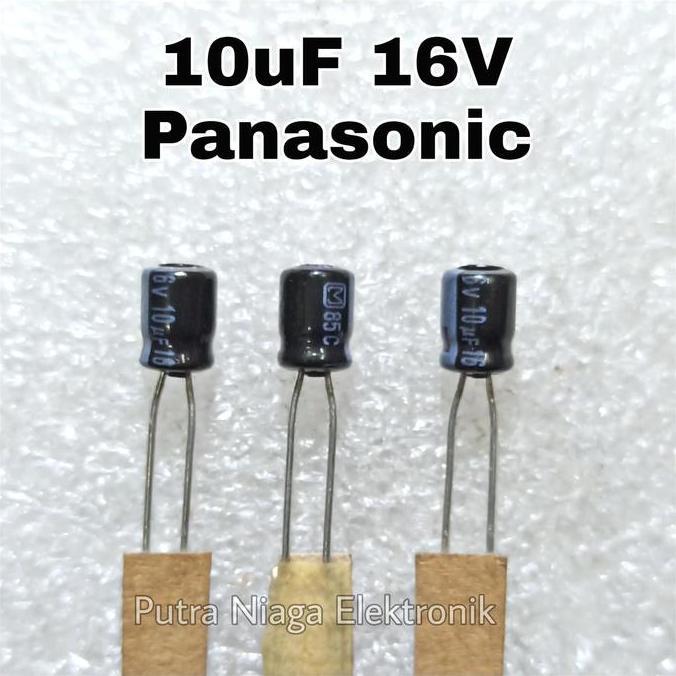 Baru (5) Elco 10uF 16v Panasonic Kapasitor Polar Mini 10 uF 16 V putran1a Ayo Beli