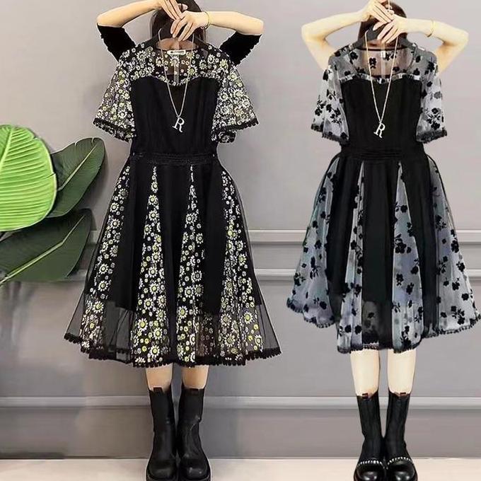 FANMU 5057 dress korean style dress wanita gereja hitam gaun gereja elegan mewah kristen dress broka