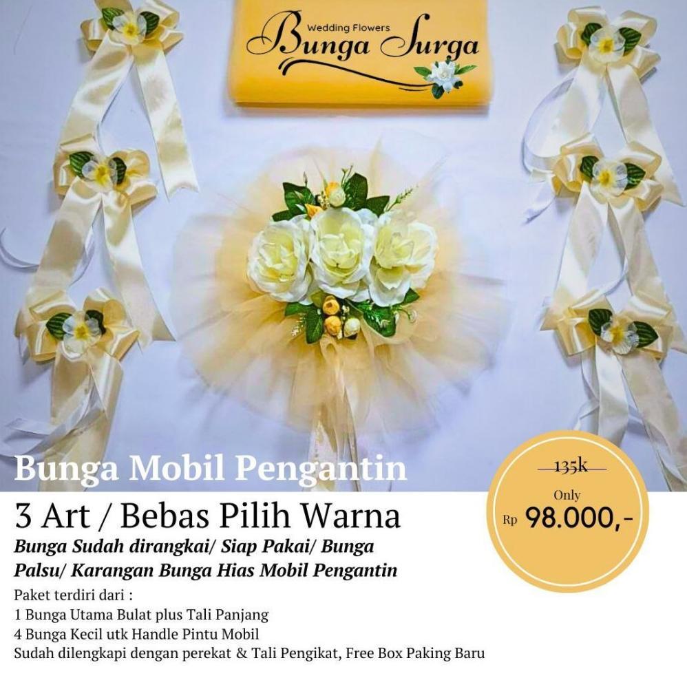 Bunga Mobil Pengantin 3 Art TB / an Bunga Mobil Pernikahan/ Bouquet wedding / Bunga Hiasan Mobil Per