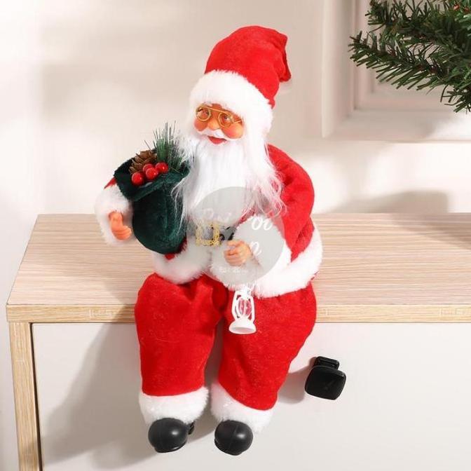 Patung Santa Natal 30cm Duduk Polos Figur Boneka Santaclaus Premium Sinterklas Christmas Hadiah Souv