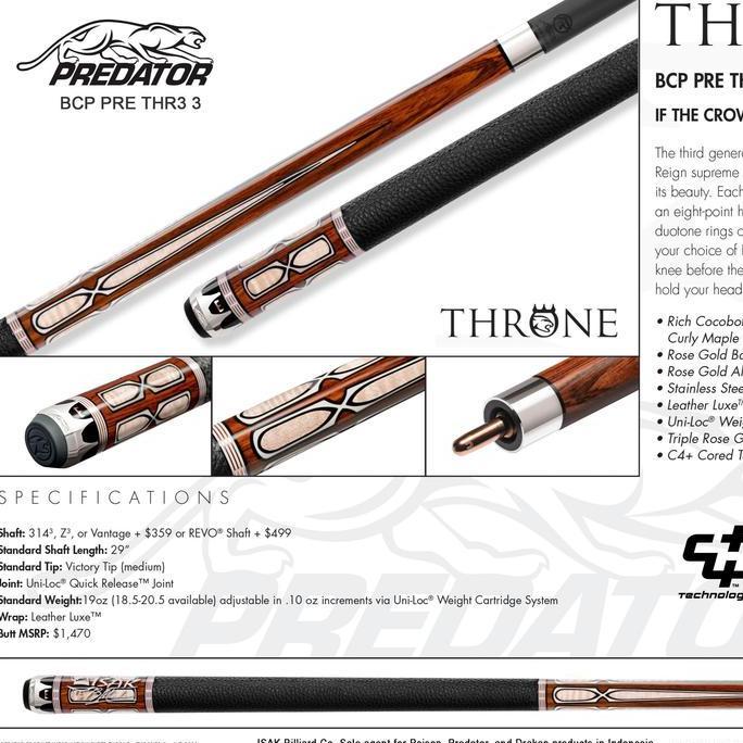 PROMO Predator Cue Throne3 3 - Low Deflection Billiard Stick Biliar Stik Ori
