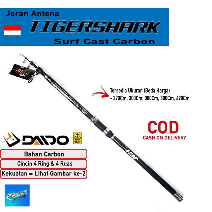Joran Daido Antena Tigershark Surf Carbon 270Cm 300Cm 360Cm 390Cm 420Cm 450Cm Original Dan Terpercay