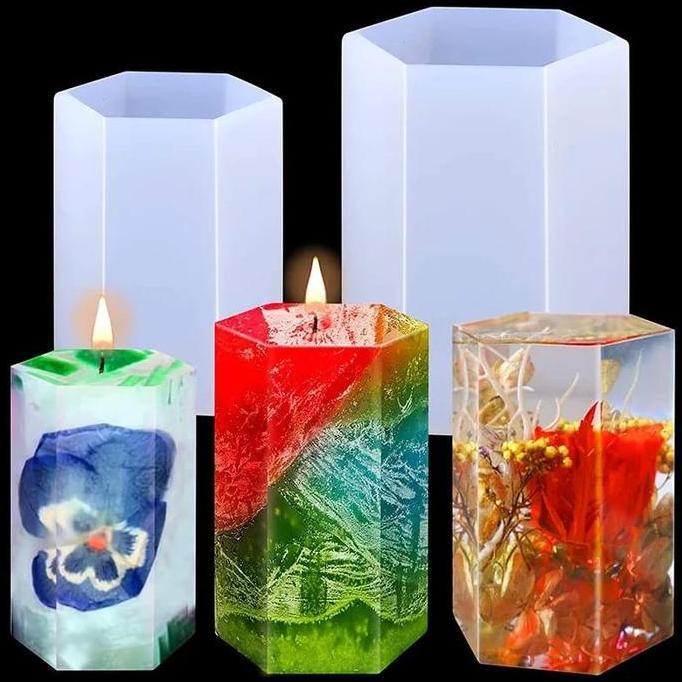 CETAKAN SILIKON RESIN CYLINDER HEXAGON 3D SHAPED MOLD