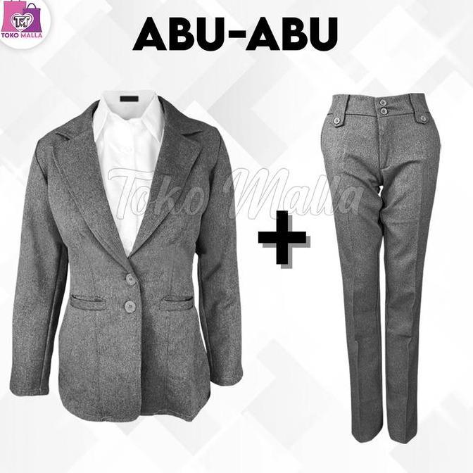 Setelan Blazer Set Wanita Satu SET BLAZER & CELANA Formal MODEL KANCING PINGANG Blezer Hitam Jas For