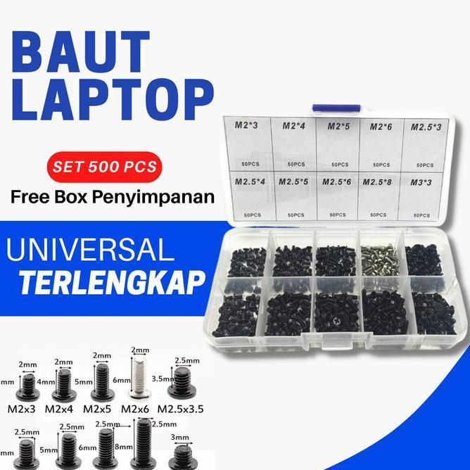 Baut Mur Screw Laptop Universal Pcs Set Kit