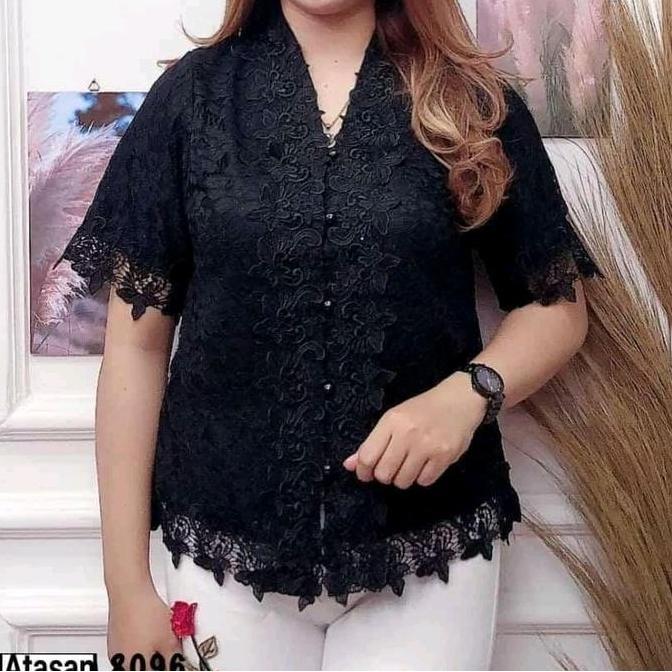 kebaya brokat bordir lengan pendek