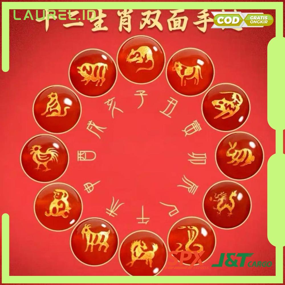 Gelang Tali Merah 12 Shio Keberuntungan / Gelang Tangan Wanita Pria Anak Serut Zodiak Cina Tahun Lah